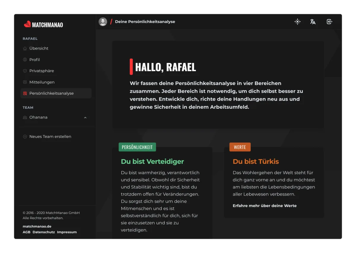Matchmanao, personality analysis platform for teams